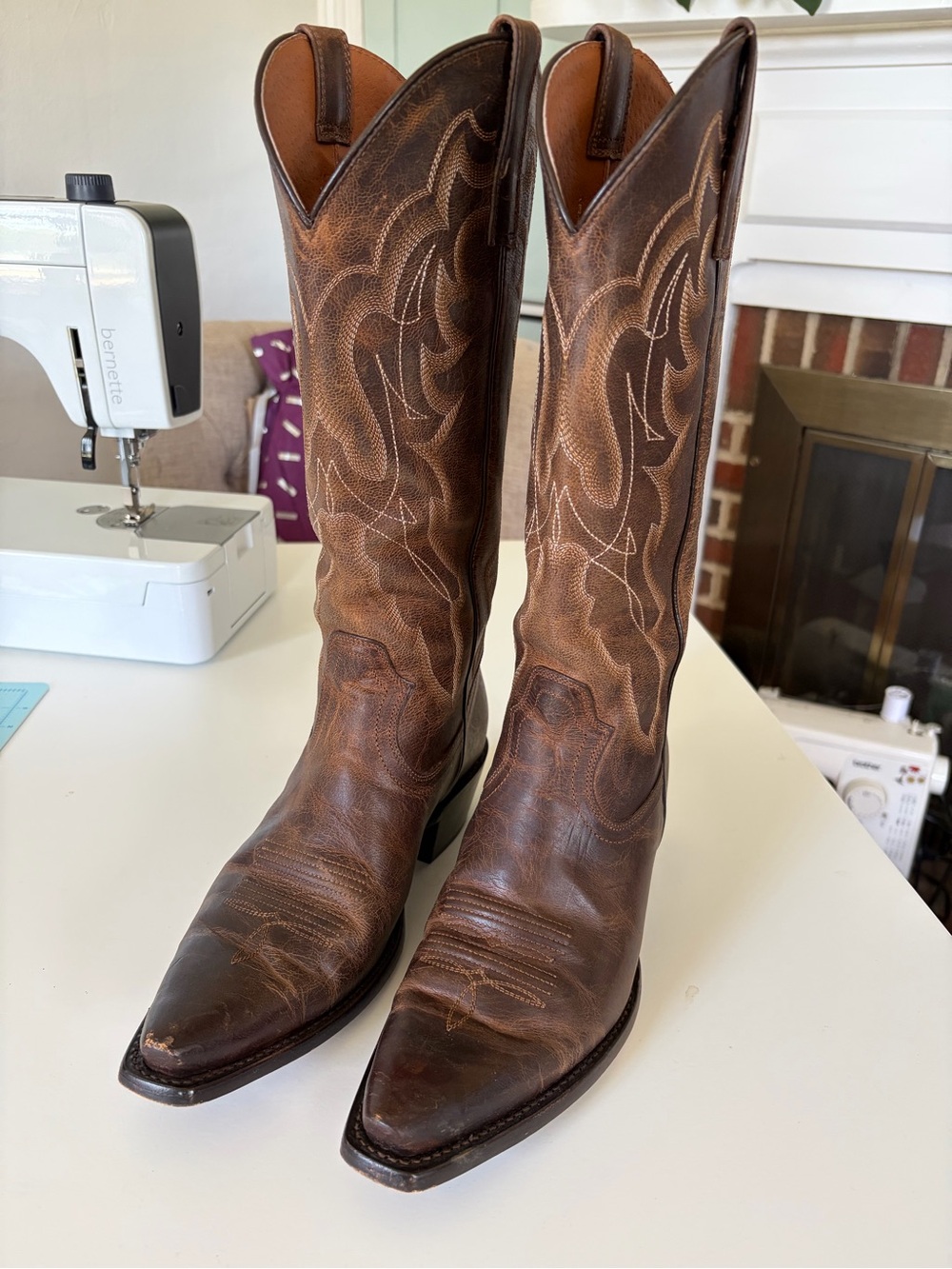 Shyanne Brown Embroidered Leather Cowboy Boots
